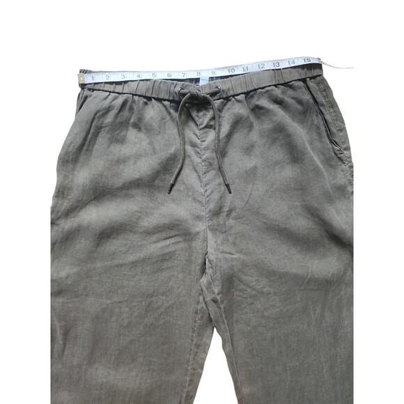 James Perse Lightweight Linen Pants Womens L Moss Green Boho Lagenlook Resort - Picture 5 of 7